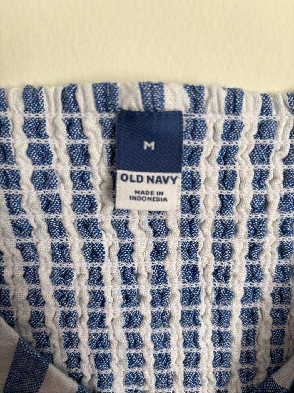 Old Navy Fit & Flare Linen-Blend Mini Dress Blue White Vertical Stripe Size M - Picture 5 of 5